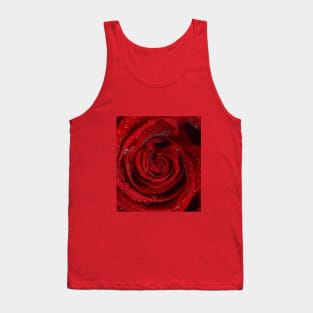 Red rose open bud with water drops Tank Top